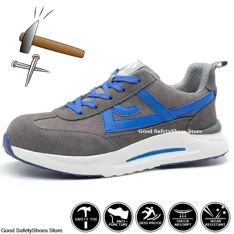 Zapatillas de trabajo ligeras para hombre y mujer, zapatos de trabajo, calzado a prueba de pinchazos, zapatos deportivos de seguridad, botas protectoras con punta de acero - imagen 2