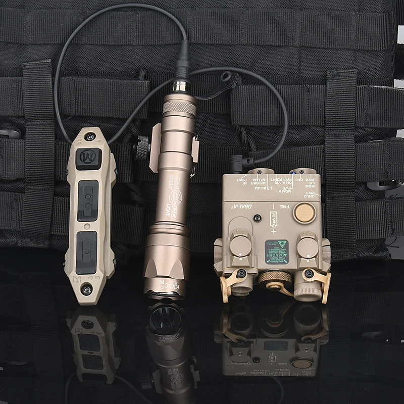 WADSN DBAL A2 láser rojo verde + linterna SF Surefir M300 M600 + interruptor de presión de Control remoto de doble función compatible con sistema de 20mm - imagen 3