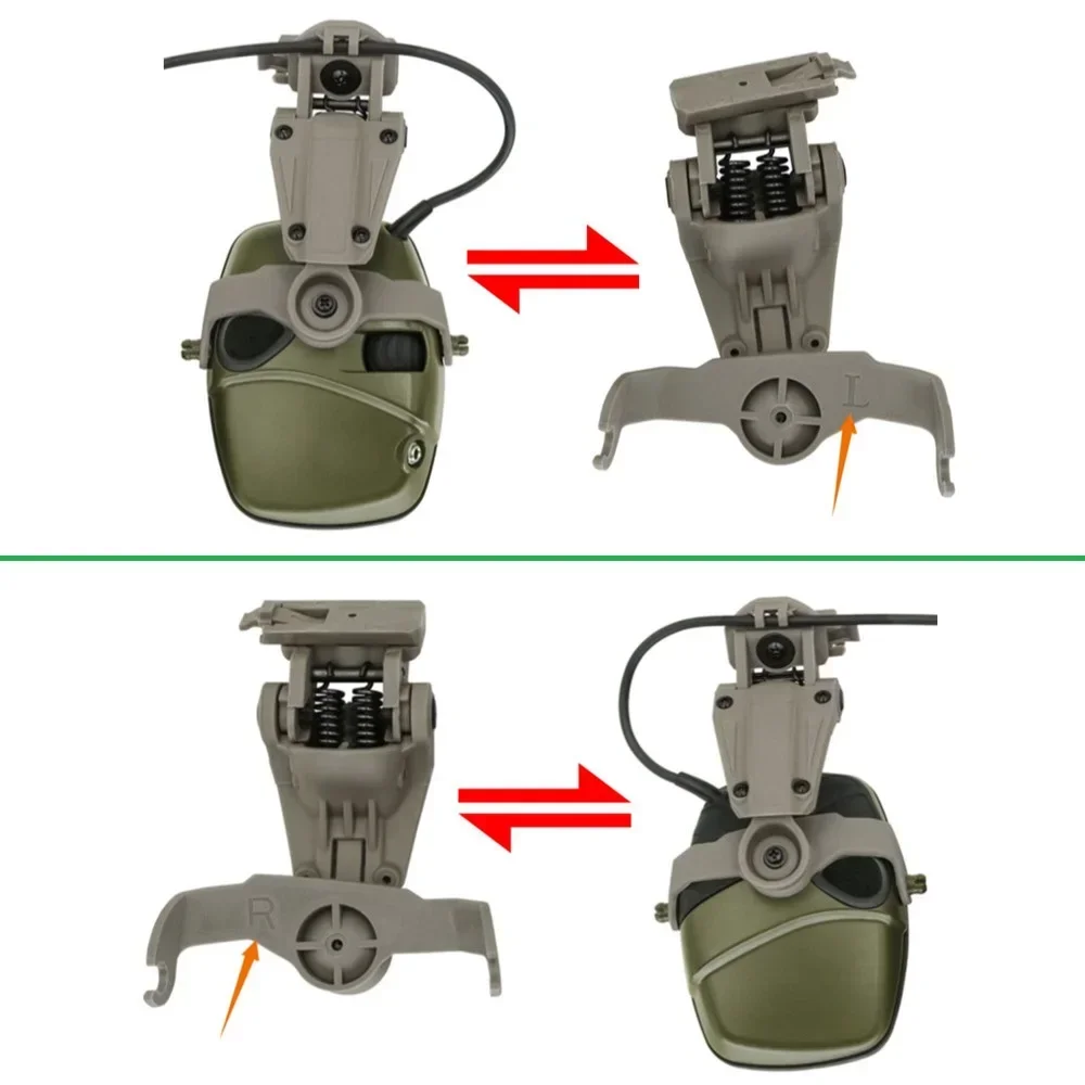 Adaptador de riel de arco para casco táctico, orejeras electrónicas para tiro, soporte para auriculares tácticos para auriculares Howard Impact Sport Airsoft - imagen 5