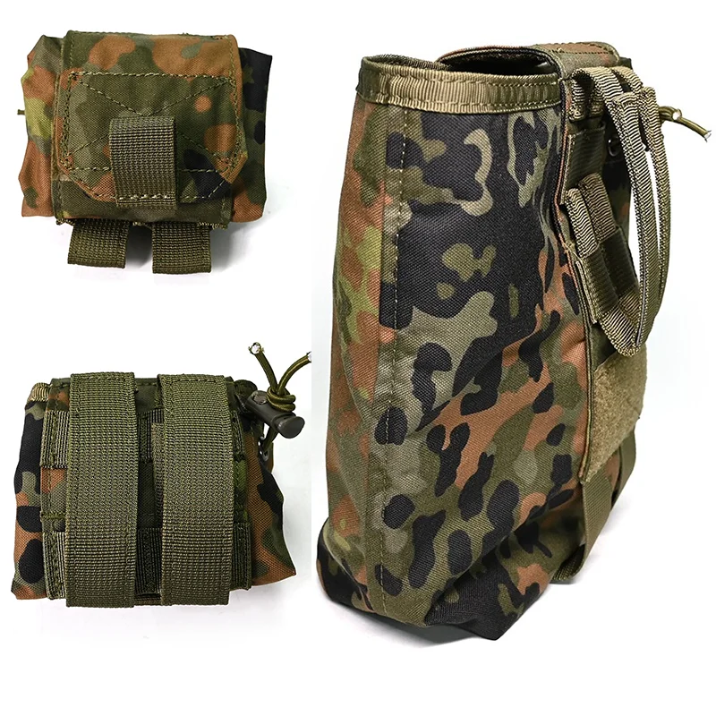 Bolsa de utilidad MOLLE táctica de nailon resistente al agua 500D plegable con camuflaje Flecktarn/MT para EDC al aire libre