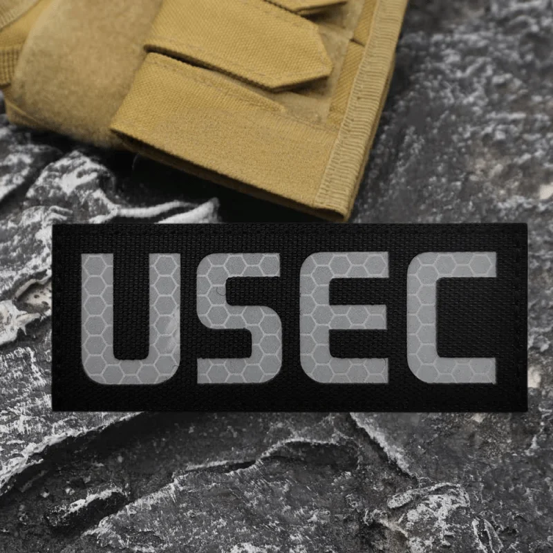 Parche de identificación nocturna en inglés USEC, insignia de moral con gancho y bucle táctico, pegatina reflectante para mochila, brazalete decorativo para ropa