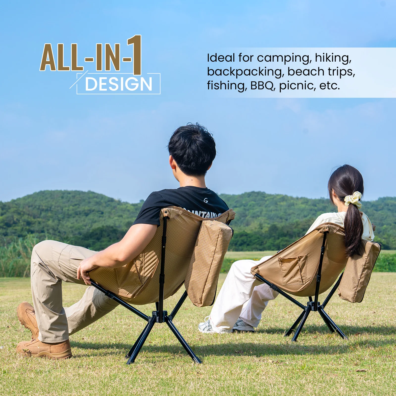 Onetigris Forrest Silla plegable portátil, silla ultraligera para acampar, para viajes en la playa, senderismo, mochilero, pesca, suministros para acampar - imagen 5