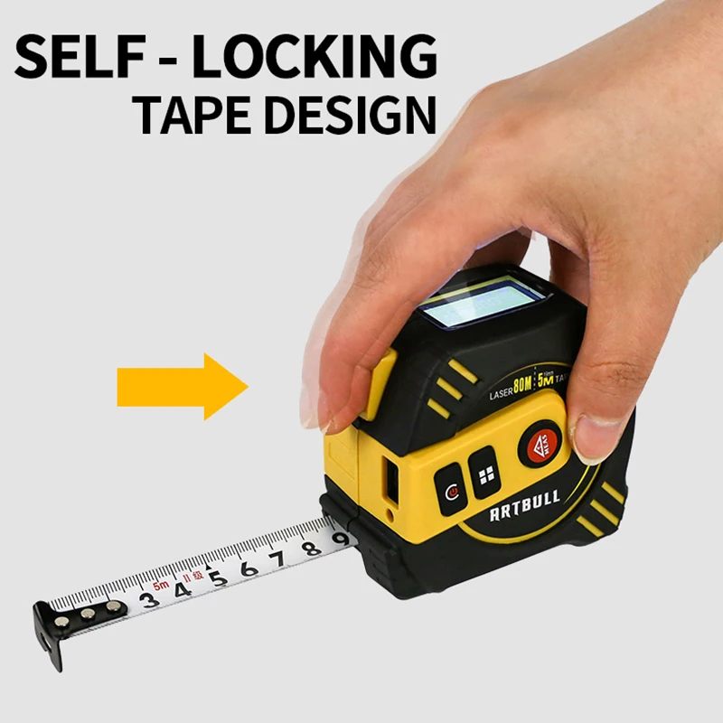 Telémetro láser multifunción 2 en 1, recargable, 80m, 40m con cinta de 5m, pantalla LCD con retroiluminación, cinta métrica láser - imagen 4