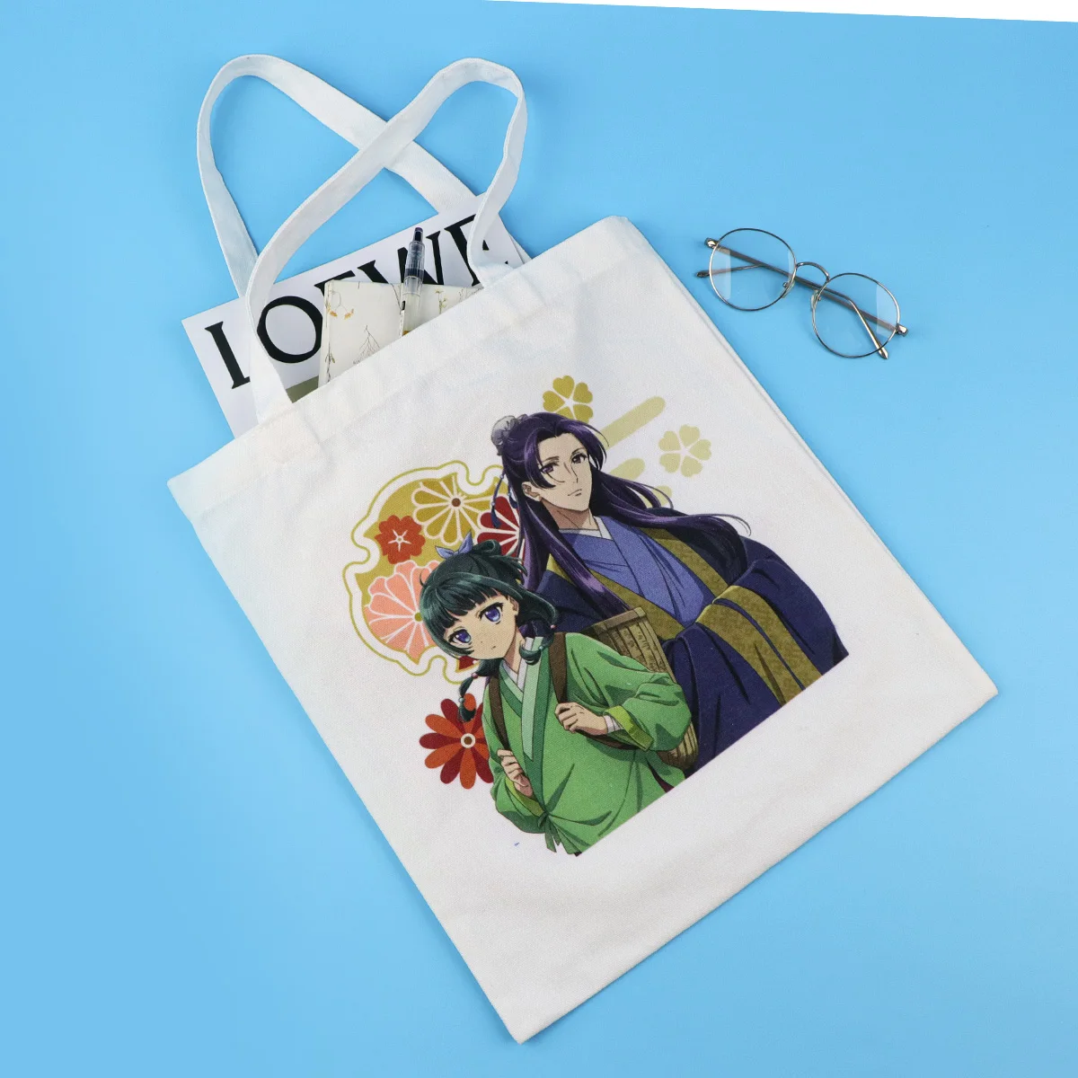 Bolso de pareja de Anime, bolsos de hombro para mujer, bolso de compras Vintage, bolso de mano de lona informal de gran capacidad