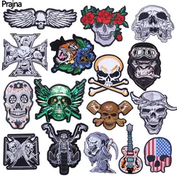 Parche bordado calavera punk grande para ropa y chaqueta moto