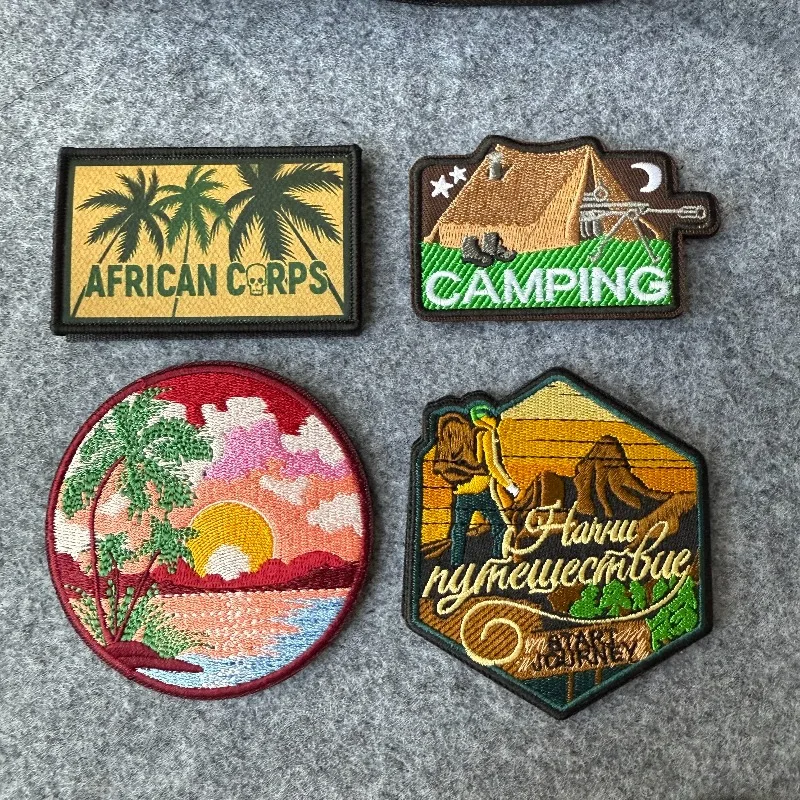 Parches bordados de aventura al aire libre, parche táctico de Camping del Cuerpo Africano, parches de gancho y bucle para decoración de chaqueta, mochila