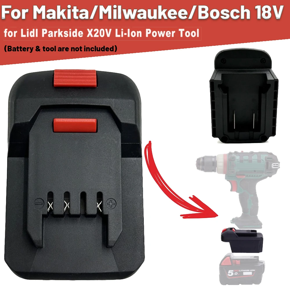 Convertir de batería para Makita/Bosch/Milwaukee 18V Li-ion a Lidl Parkside X20V herramientas eléctricas convertidor adaptador de batería
