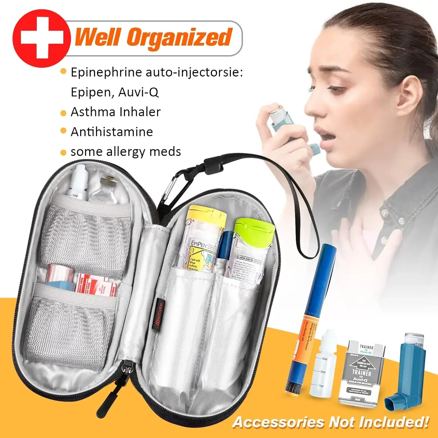 Bolsa organizadora de medicamentos de viaje para suministros médicos de emergencia, bolsa aislante EpiPens, Kit de supervivencia, equipo de acampada, 2 - imagen 3