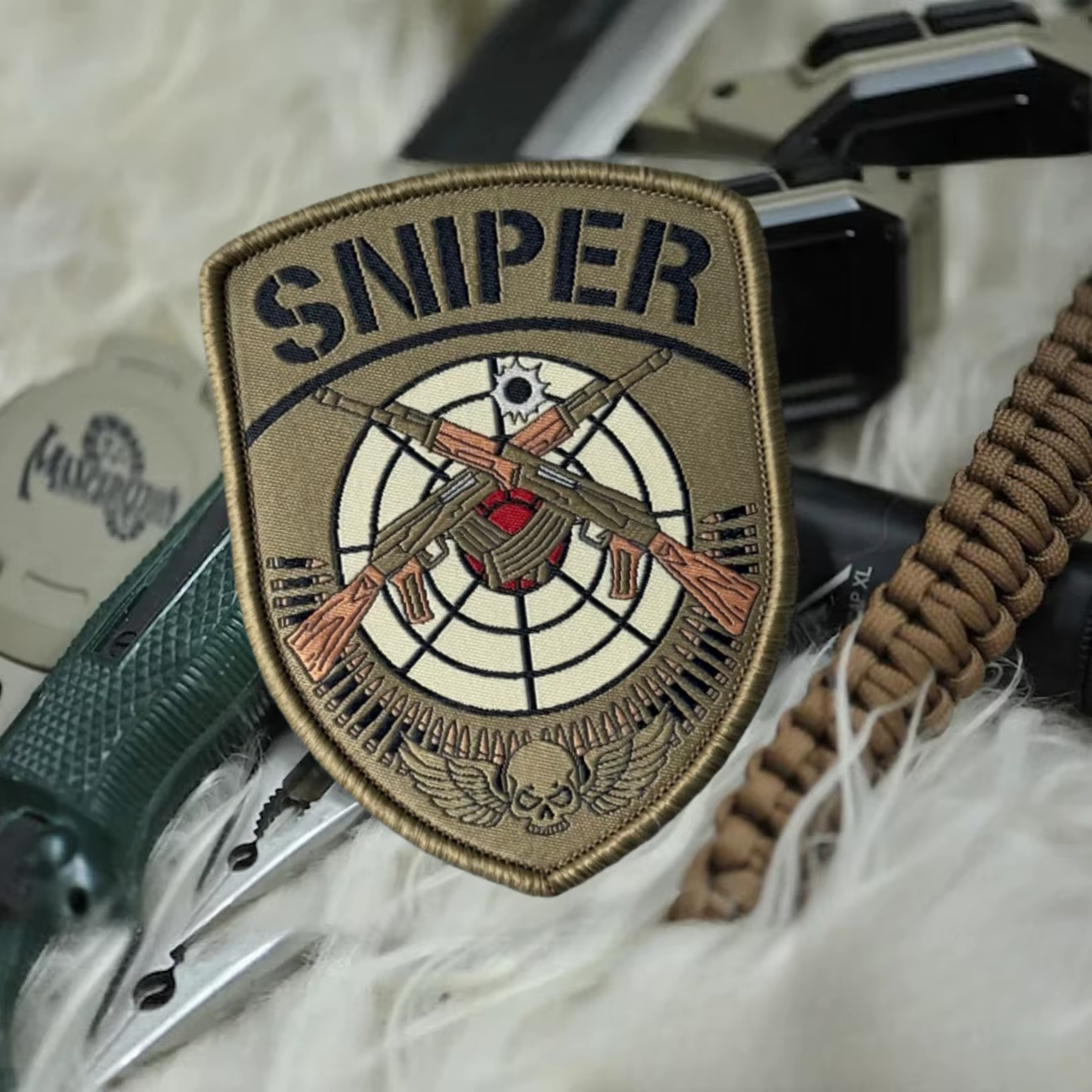 Parche moral táctico calavera Sniper – Tejido con velcro - imagen 3