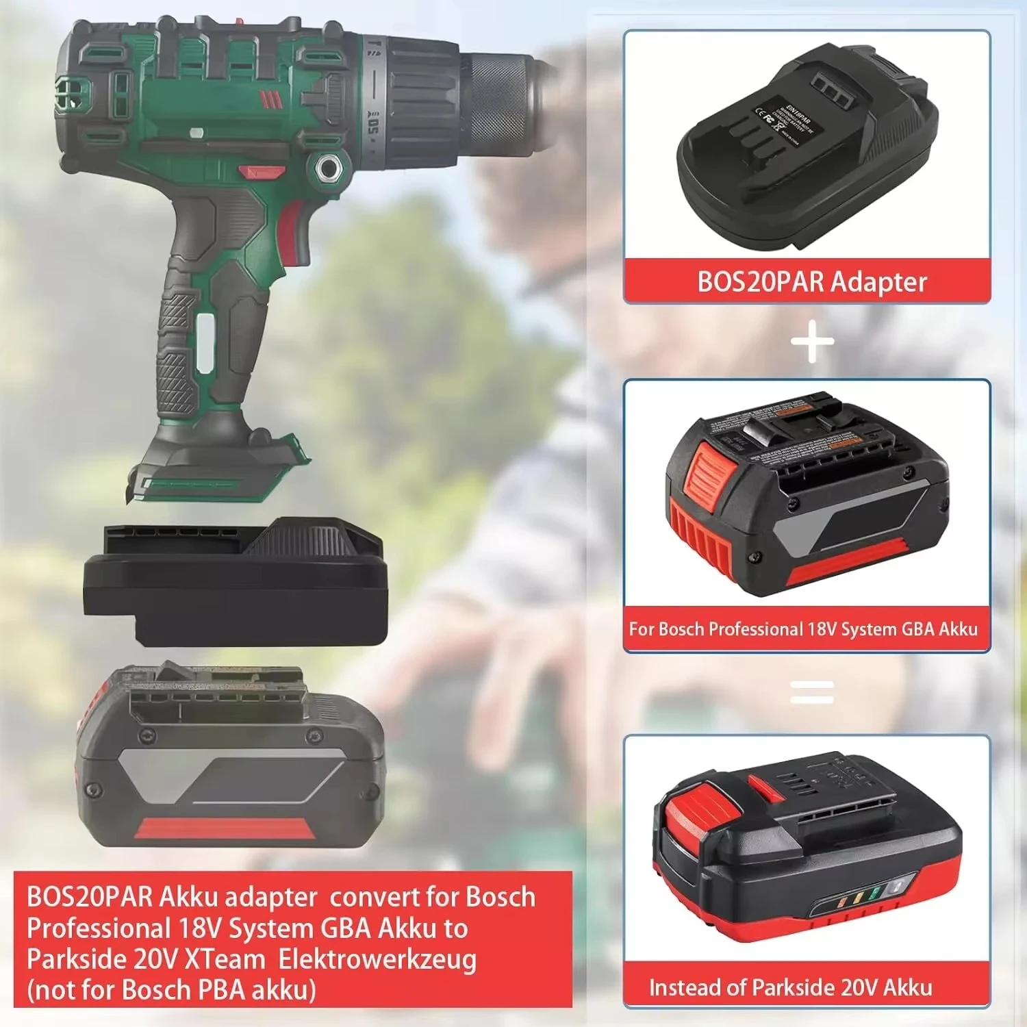 Adaptador batería Makita 18V para herramientas Parkside 20V - imagen 5