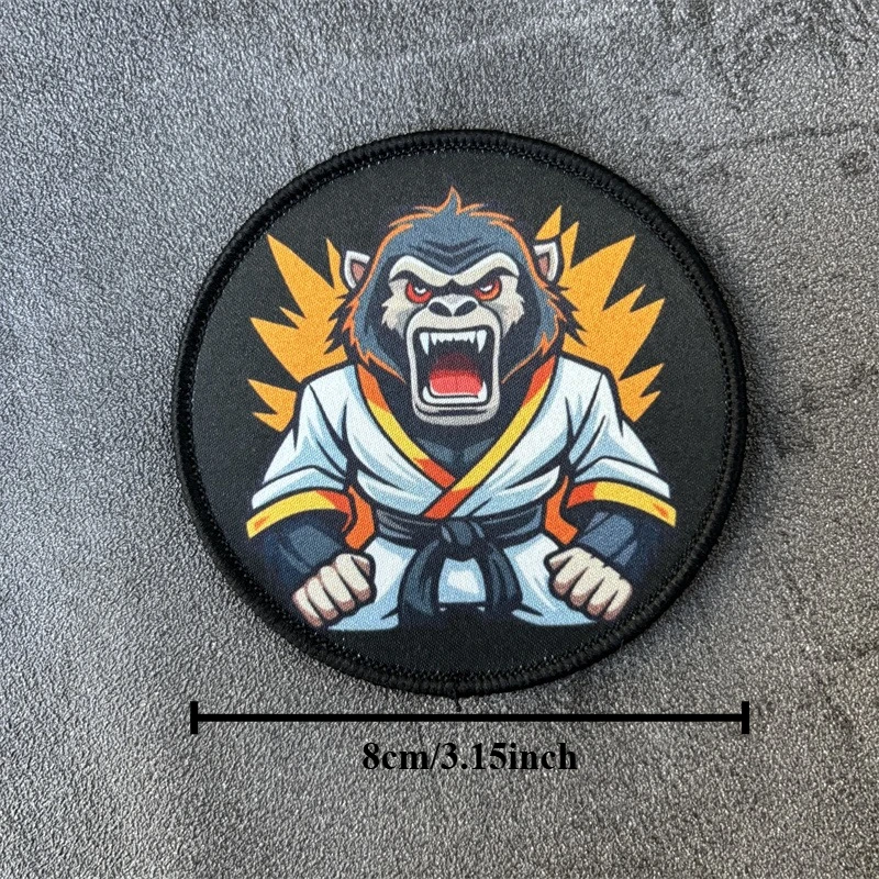 Parche Táctico con Estampado de Mono Luchador, Insignia de Moral, Parches Militares de Animales con Velcro para Ropa, Mochila, Brazalete - imagen 5