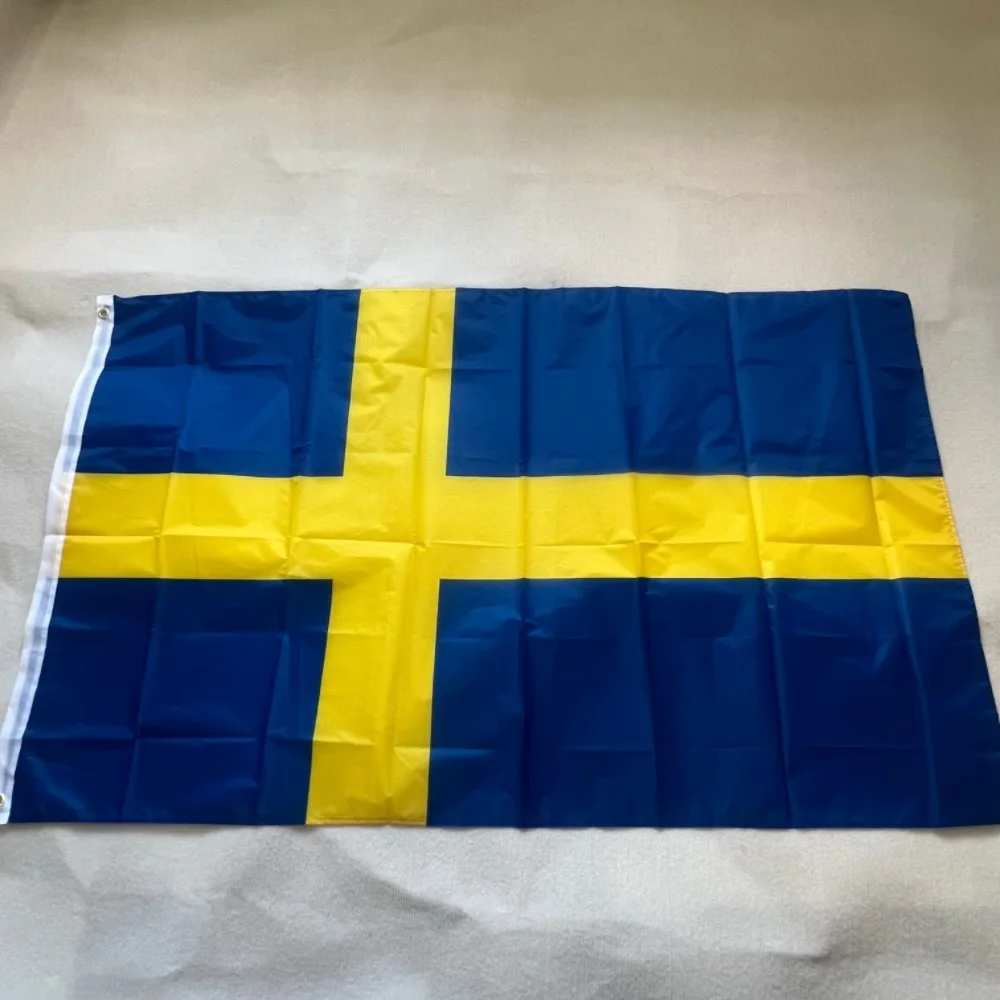 Bandera sueca YIXIN de 3 pies x 5 pies, bandera colgante SWE SE, bandera del Reino de Suecia, bandera colgante estándar de poliéster