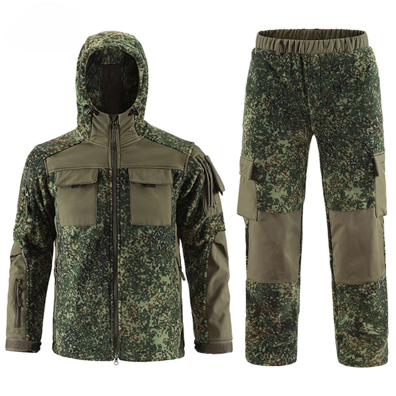 Conjunto táctico con capucha para hombre, chaqueta gruesa y cálida con múltiples bolsillos, pantalón de carga recto, traje militar impermeable para exteriores, Invierno - imagen 2