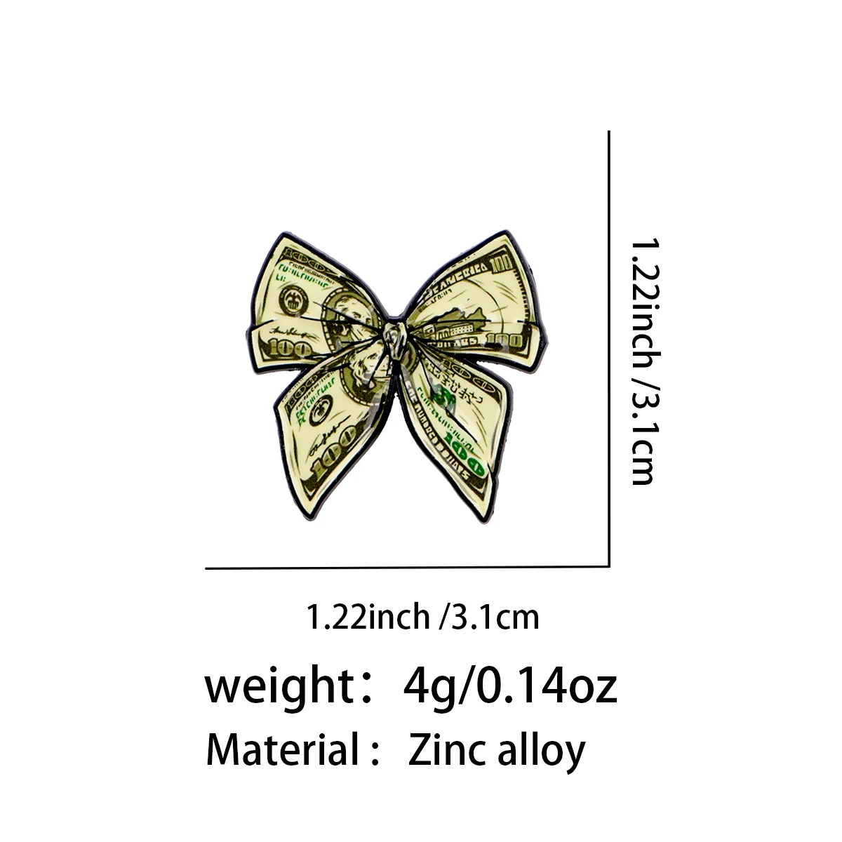 Pin esmaltado billete dólar – Broche para mochila o chaqueta - imagen 3