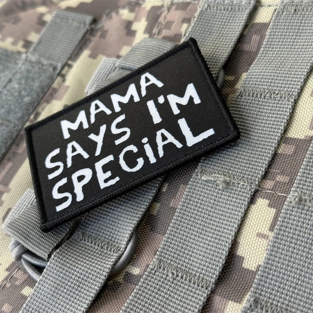 Mamá dice soy especial divertido insignia de moral parche emblema militar gancho impreso táctico y bucle ropa pegatinas de mochila personalizadas - imagen 2