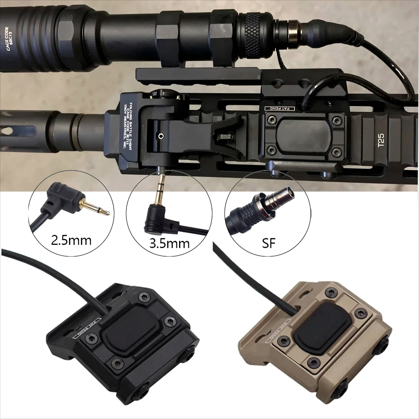 Unidad Surefir M600 M300 Modbutton Lite interruptor de presión 2,5 3,5 m m enchufe SF Airsoft potente arma de Rifle luz de explorador DBAL A2 PEQ15 - imagen 3