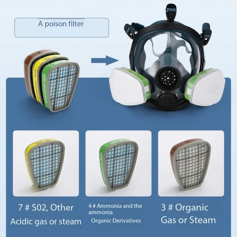 Mascarilla protectora, pintada con spray, protección química contra incendios, amplio campo de visión, mascarilla facial completa, gas ácido y álcali, mascarilla de gas 6800 - imagen 5