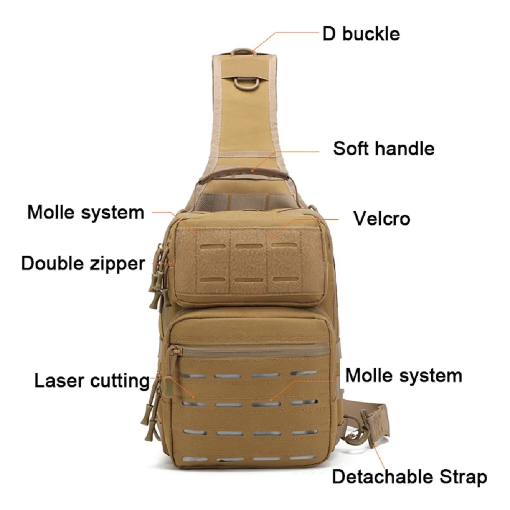 Mochila para deportes al aire libre, mochila de hombro Molle, rango de asalto, mochila de pecho para ciclismo, senderismo, Camping y senderismo - imagen 2