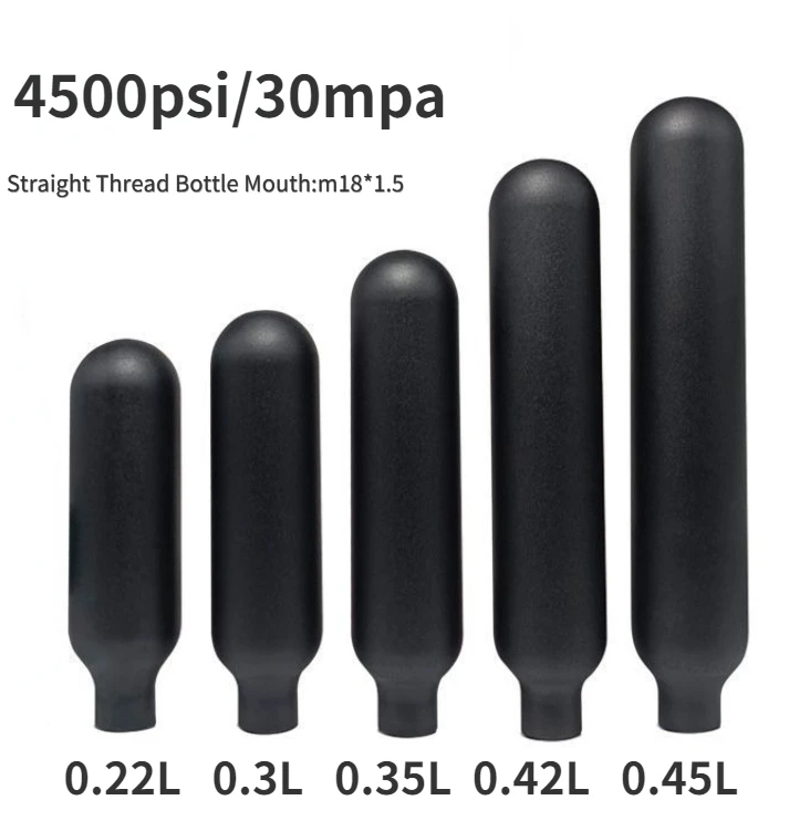 Tanque de aluminio de fondo redondo de 0,42l, cilindro de Gas de alta presión, cilindro de botella de CO2, 4500psi, 30MPa, 300bar, M18 x 1,5, acuario de buceo - imagen 3