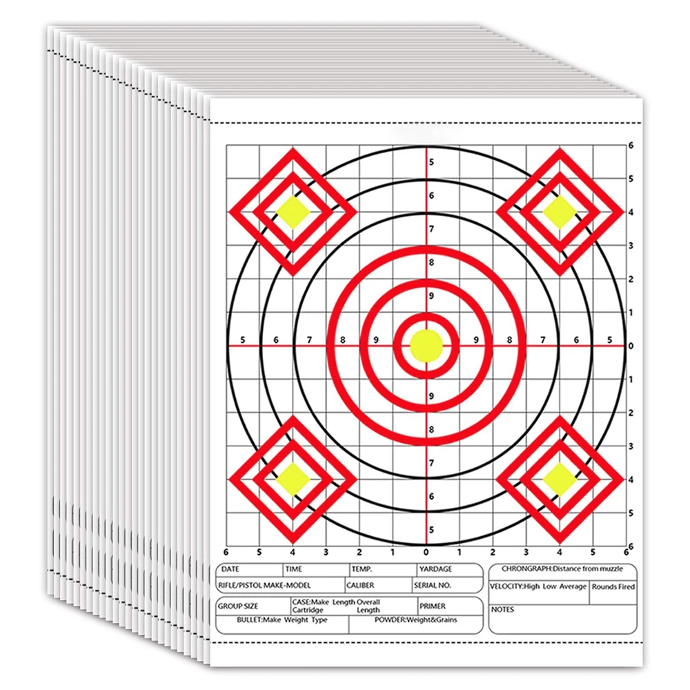 10 Uds. De papel para objetivo de tiro, objetivos Bullseye de 13x17 pulgadas con objetivo de práctica Universal multianillo para tiro con arco, tiro con arco Airsoft