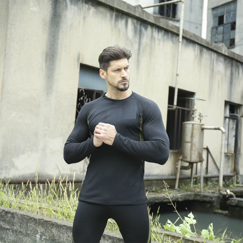 Conjunto de ropa interior térmica de lana táctica para exteriores para hombre, conjunto deportivo de ropa interior funcional ajustada para ciclismo y fitness de secado rápido - imagen 2