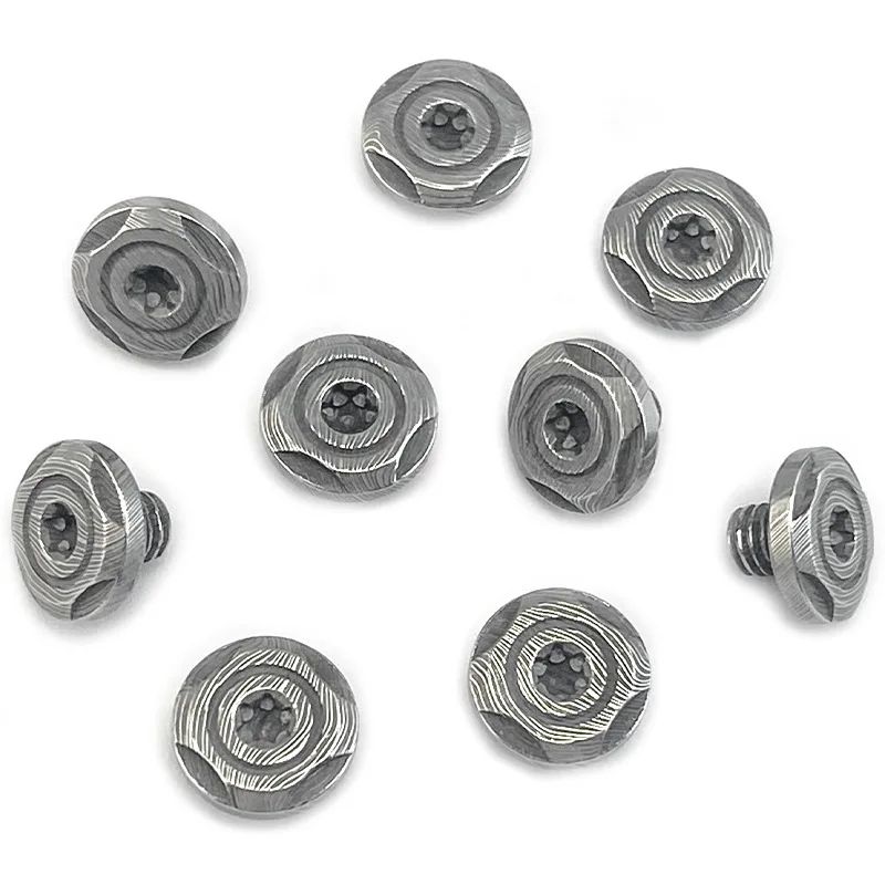 CNC Damasco patrón Material de acero mango de cuchillo tornillo de rosca M4 T10 Torx cabeza de botón husillo remache perno DIY hacer parte - imagen 3