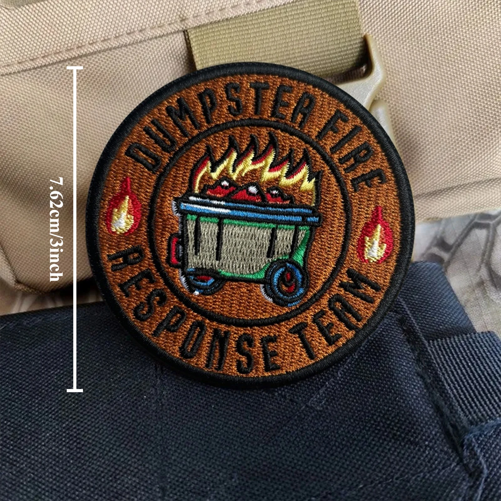 Parche táctico del equipo de respuesta contra incendios de basura, parche bordado con gancho y bucle divertido, insignia de moral militar, brazalete, pegatinas para mochila - imagen 3