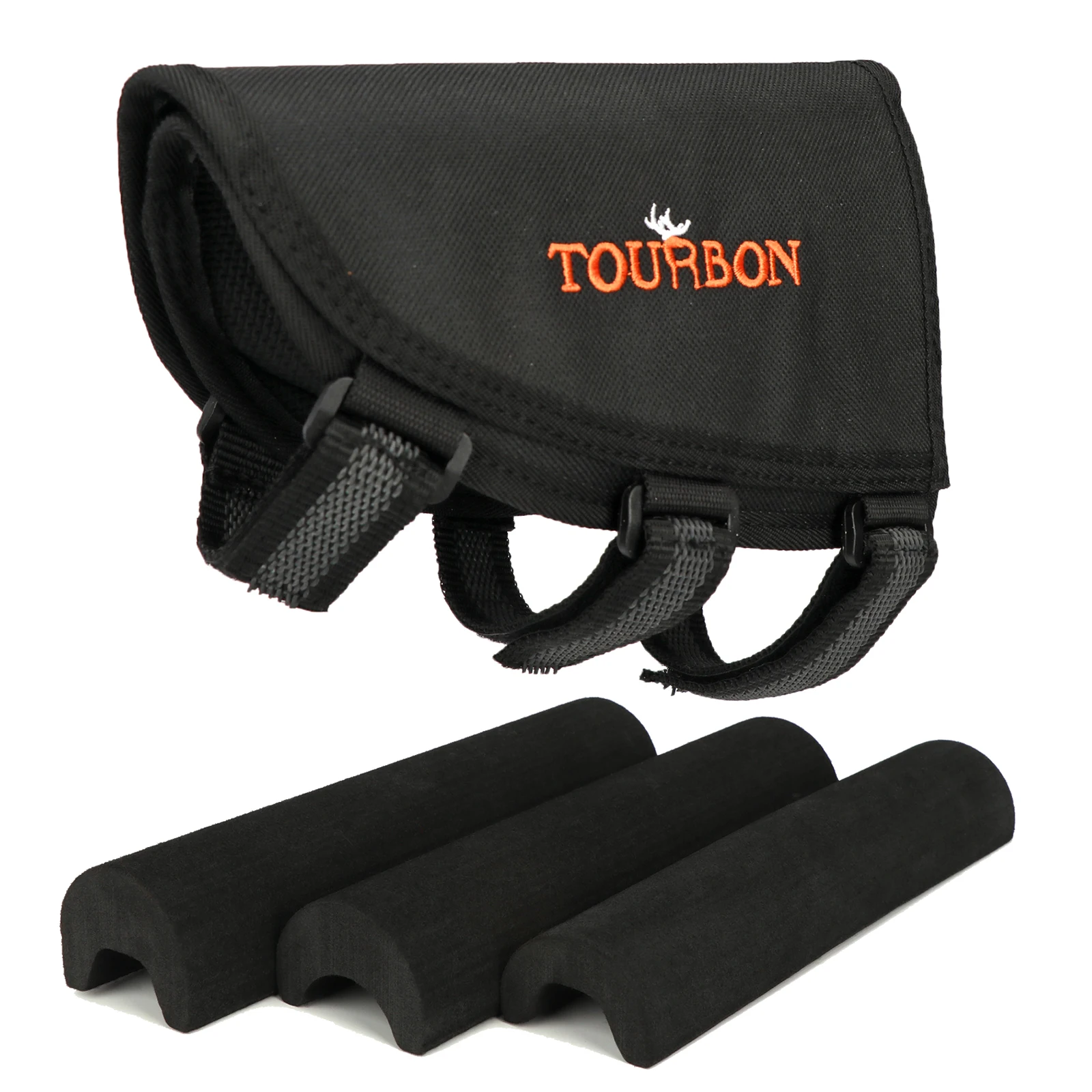 Tourbon Rifle Cheek Raiser tiro trasero Stock cartuchos soporte con 3 almohadillas ajustables accesorios de pistola de caza de nailon mano derecha - imagen 2