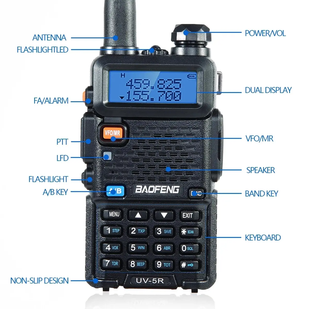 Baofeng UV 5R Walkie Talkie portátil Ham CB Radio de doble banda VHF UHF FM transceptor de dos vías de radio UV82 UV9R Plus - imagen 4