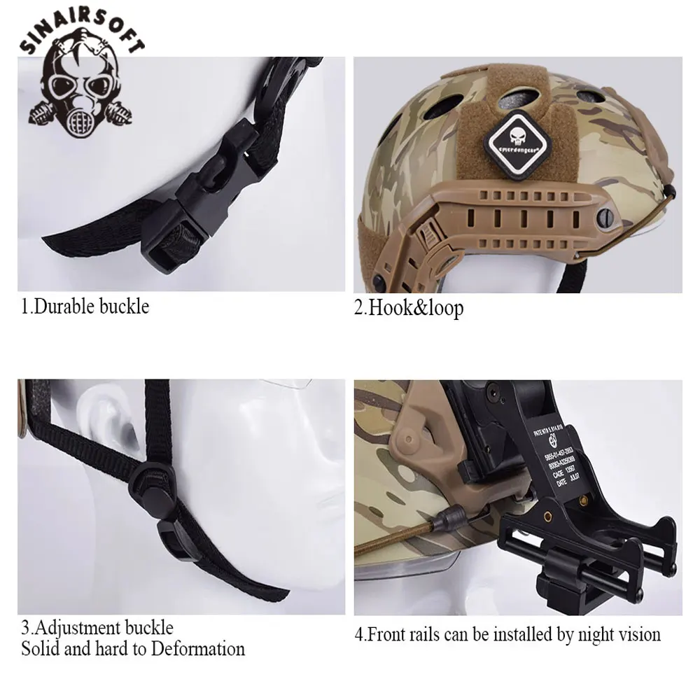 SINAIRSOFT-Casco táctico rápido con gafas Airsoft, protector deportivo ligero, caza, juego de guerra, combate - imagen 5