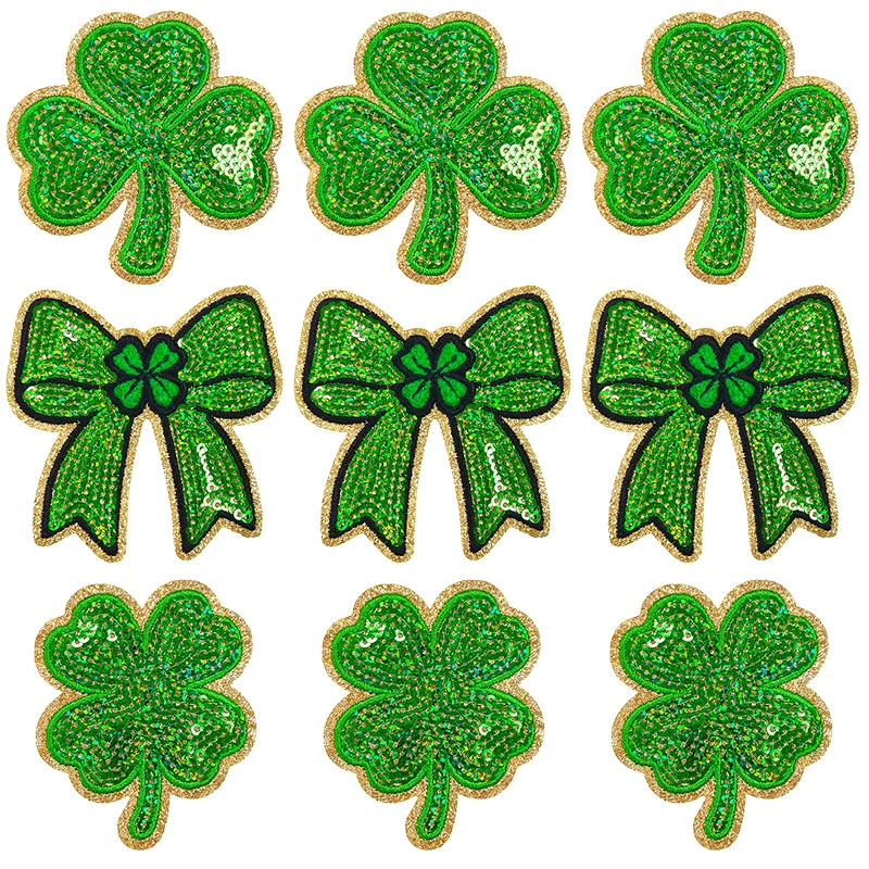 10 Uds. Parche bordado del Día de San Patricio, parches para planchar, diseño de trébol irlandés para traje de fiesta, celebración del 17 de marzo - imagen 2