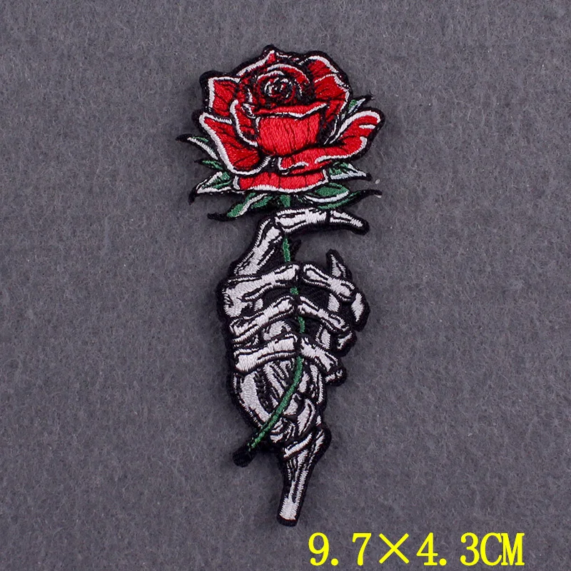 Parches de calavera Hippie para calcomanías para ropa, parche Punk, chaqueta a rayas, bordado, insignias góticas en mochila, apliques de decoración - imagen 4