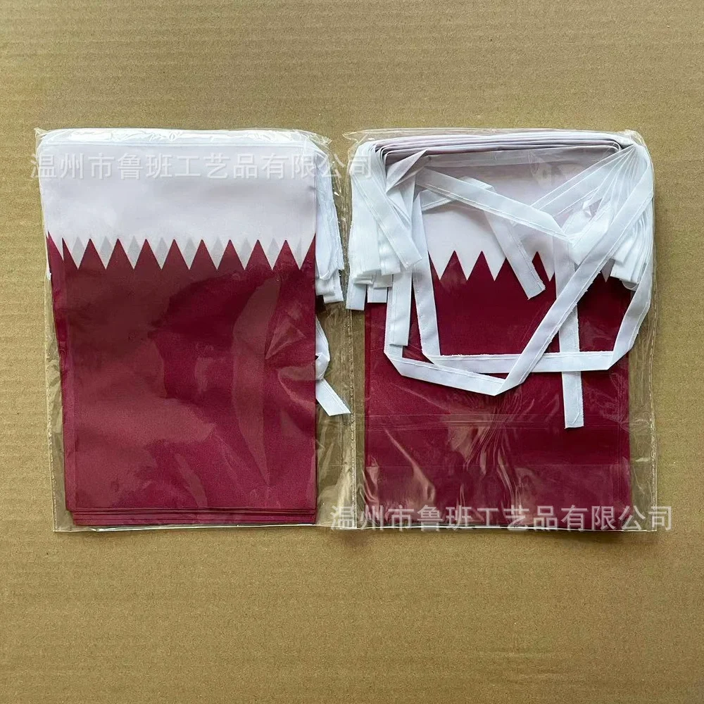 Banderines SKY FLAG de Qatar, 14x21cm, 20 unids/lote, banderas de hilo de Qatar, banderín para decoración de fiesta y Festival - imagen 4