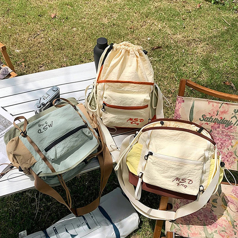 Bolsa de gimnasio con cordón, gran capacidad, para viajes al aire libre, desplazamientos, compras, bolsos de hombro tipo bandolera, paquete ligero de botella de agua para teléfono - imagen 5