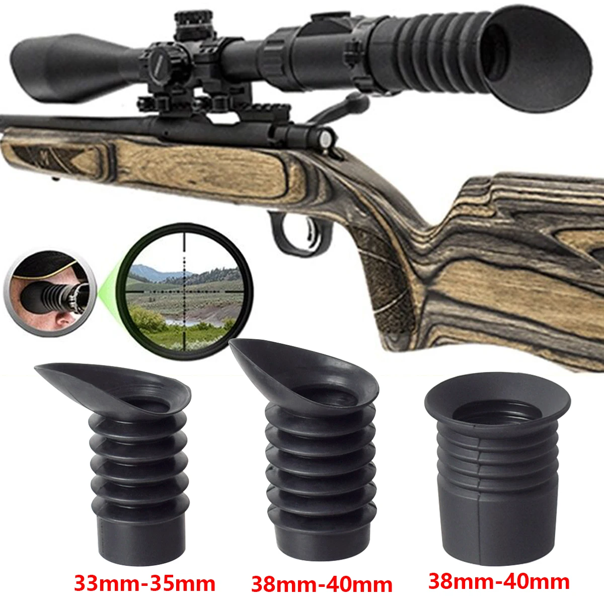Protector ocular de mira para rifle de caza con goma antiimpacto