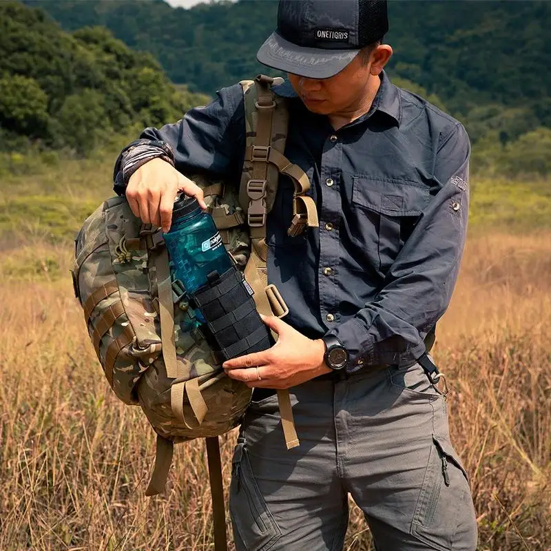 OneTigris Molle Funda para botella de agua, soporte para botella de agua ajustable de 34 oz, soporte para cantimplora MOLLE, bolsa para botella minimalista ROC - imagen 3