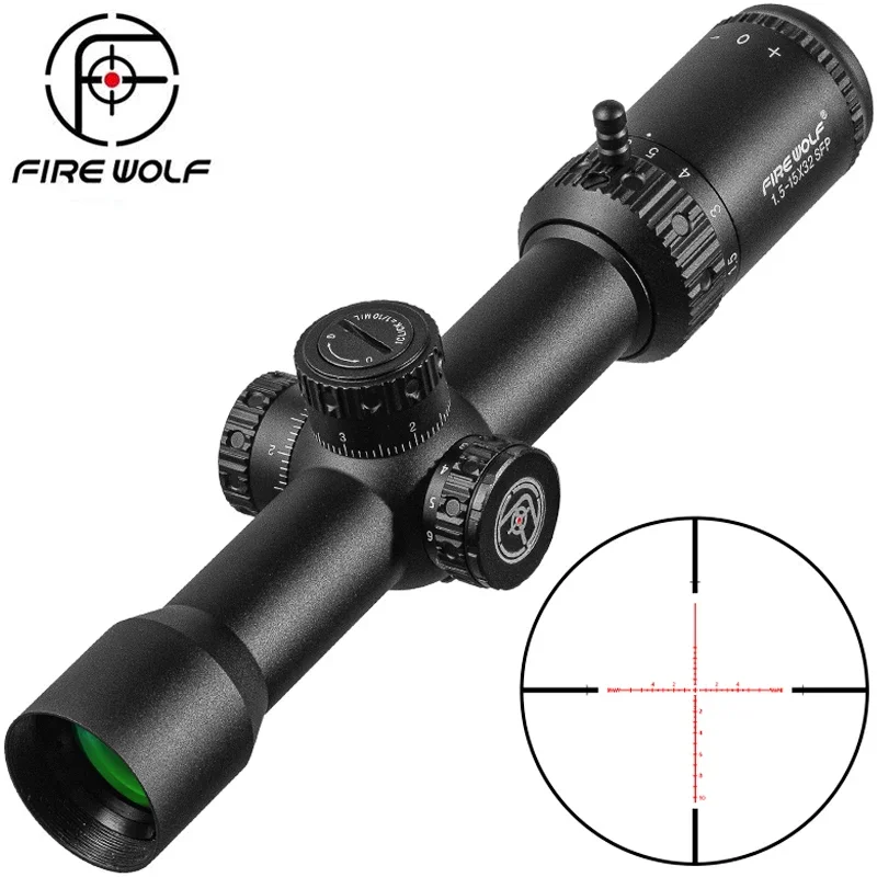 FIRE WOLF 1,5-15X32 alcance SFIR mira telescópica táctica Airsoft Sight PCP Spotting caza óptica colimato Rifle miras - imagen 3