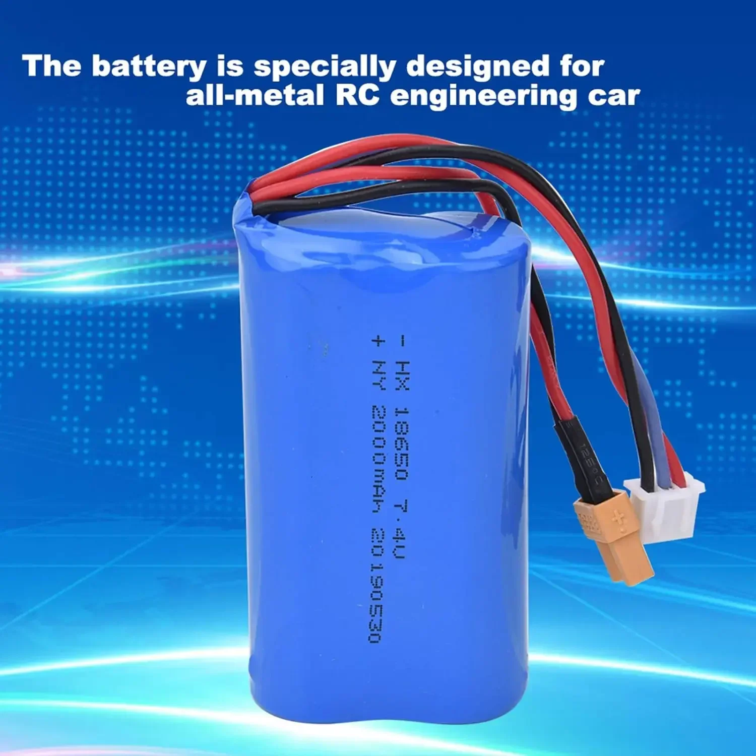 Batería recargable de iones de litio de 7,4 V, 2000mAh, 15C, enchufe XT30 para piezas de repuesto de automóviles de ingeniería RC, accesorios, modelos de coches RC (1583-005) - imagen 2