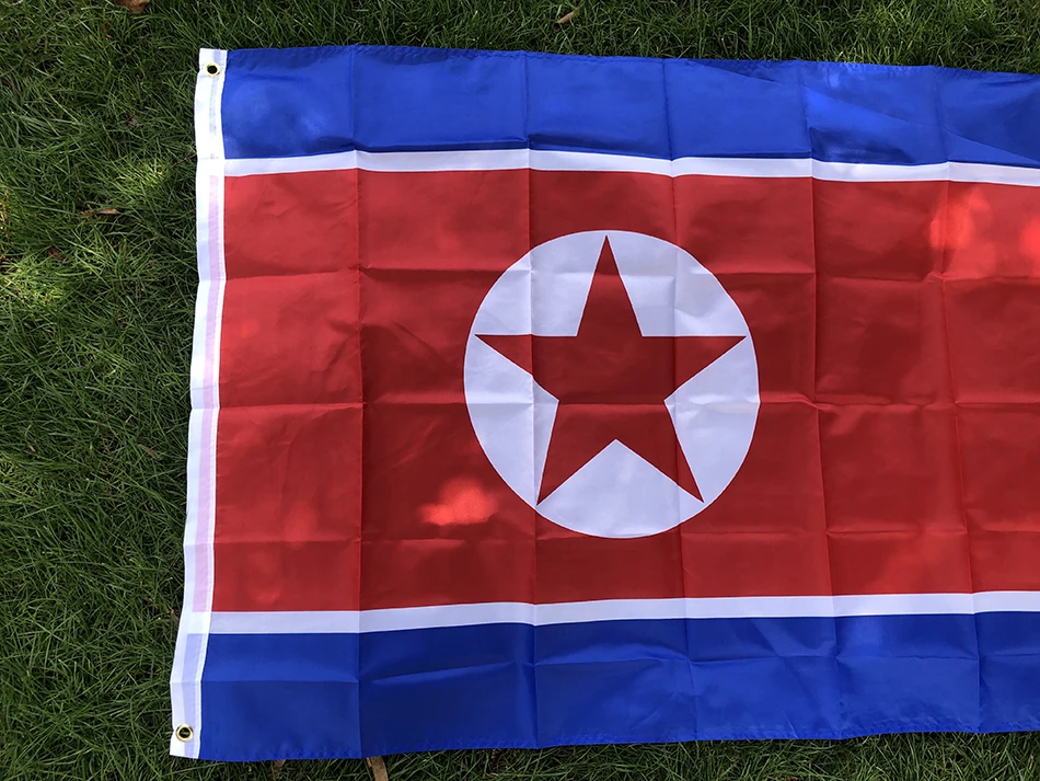 BANDERA DE SKY Bandera del país de Corea del Norte 90X150 cm poliéster de alta calidad colgante PRK KP NK bandera de Corea del Norte decoración del hogar - imagen 3