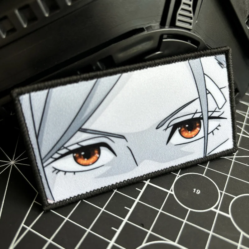 Kugisaki Nobara Eyes moral Badge Anime Jujutsu Kaisen Character Patch Hook and Loop Painting Tactical militar Backpack Sticker - imagen 2
