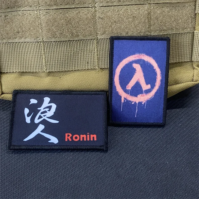 Parches estampados de moral táctica de media vida, parches de emblema de moral Ronin, parches de mochila de gancho y bucle, apliques para ropa - imagen 2