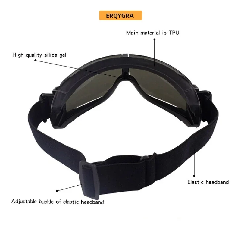 ERQYGRA gafas tácticas para senderismo Airsoft ATF GOGGLE SET 3 lentes a prueba de viento ciclismo montañismo Paintball gafas de seguridad deportiva - imagen 3