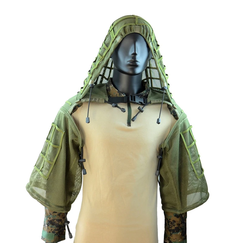 Traje táctico de francotirador 3D Camo Ghillie, traje Ghillie de malla Airsoft, capucha de Viper, caza, tiro, combate, abrigo de tela Ripstop, ropa - imagen 2