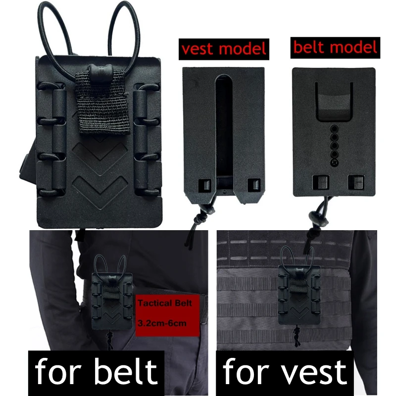Funda táctica compacta para Radio, funda para walkie-talkie de polímero, Clip para chaleco MOLLE, bolsa para Radio de dos vías, portador de interfono - imagen 2
