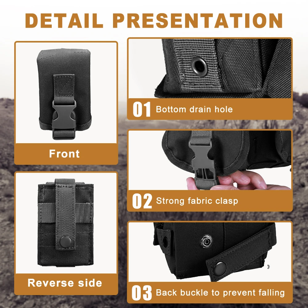 Bolsa de nailon 600D para Granada individual/doble, bolsa para Granadas Molle Frag para caza al aire libre, accesorios de Paintball CS, equipo Airsoft - imagen 4
