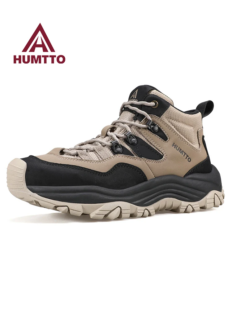 Zapatos de senderismo HUMTTO, botas de caza impermeables para hombre, botas tácticas de combate en el desierto, botas de trekking al tobillo, zapatillas de viaje de cuero cálidas para hombre - imagen 2