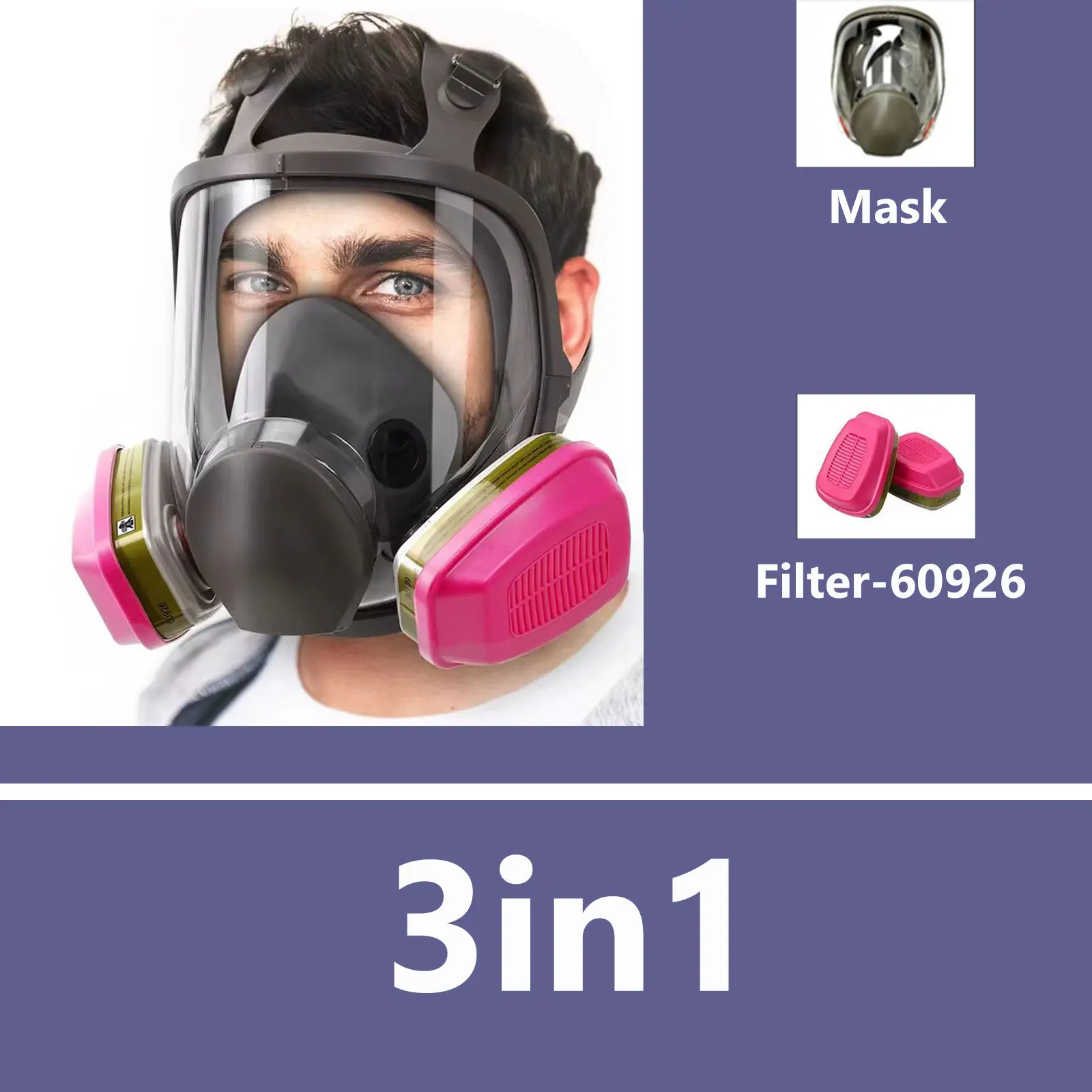 Respirador de cara completa para pintura, soldadura y resina - imagen 2