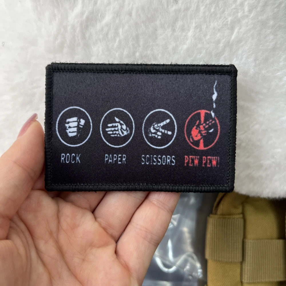 Parche táctico militar gancho y bucle piedra papel tijera - imagen 5
