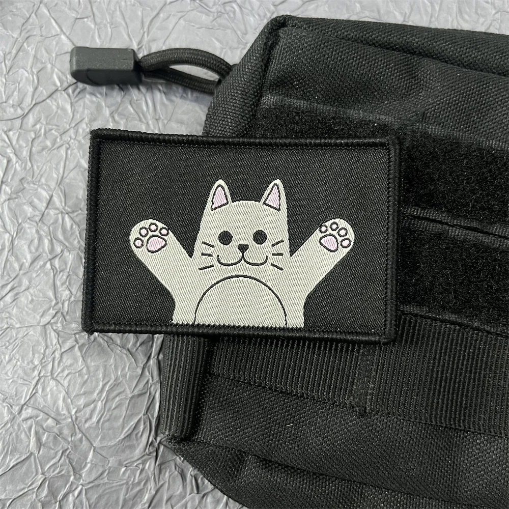 Pegatinas de tela de parche de gato para ropa, insignias de dibujos animados, equipo táctico, parches de gancho y bucle, mochila Wappen - imagen 5