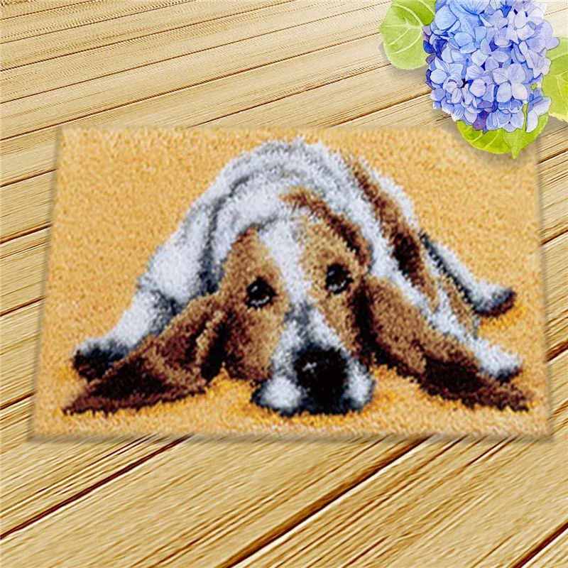 Alfombra de animales, gatos y perros, paquete de botones Smyrna, gancho de pestillo de flores, almohada bordada, Foamiran para juego de alfombras de costura - imagen 4